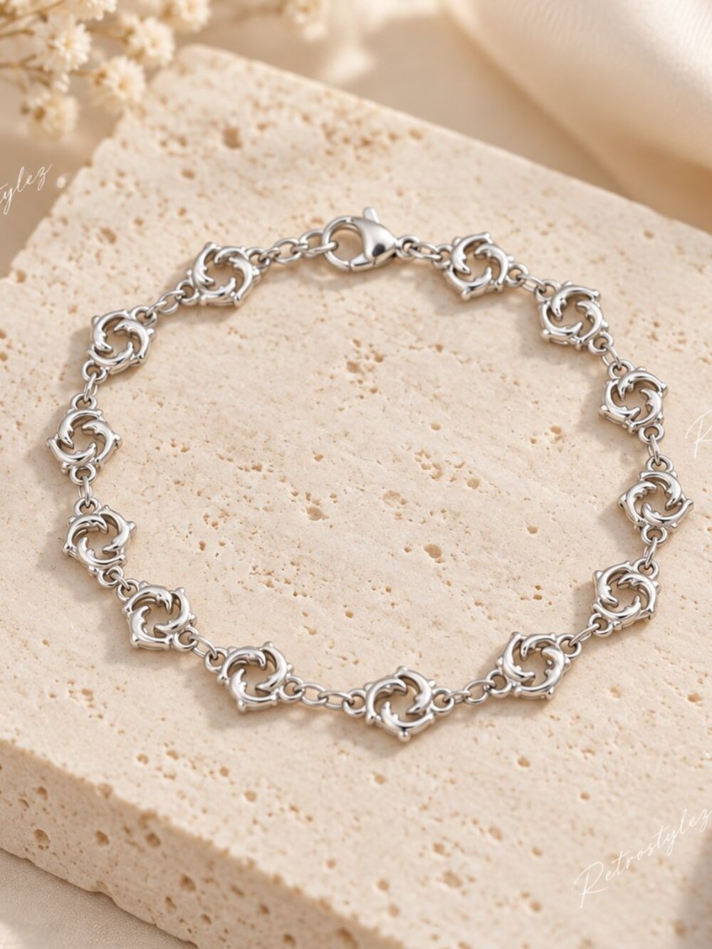 18K White Gold 7" Womens Modern Chain Link Style Bracelet New 18K Silver Jewelry